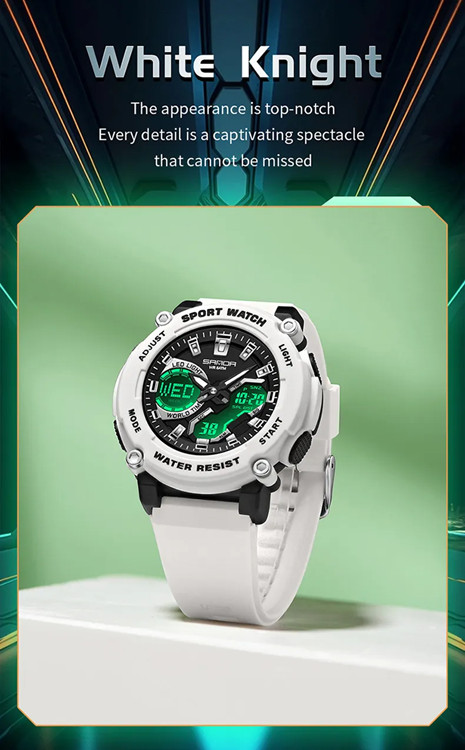 Sport Multiple Functions Watch Dual Display Quartz + Electronic 12/24 Hour 5Atm
