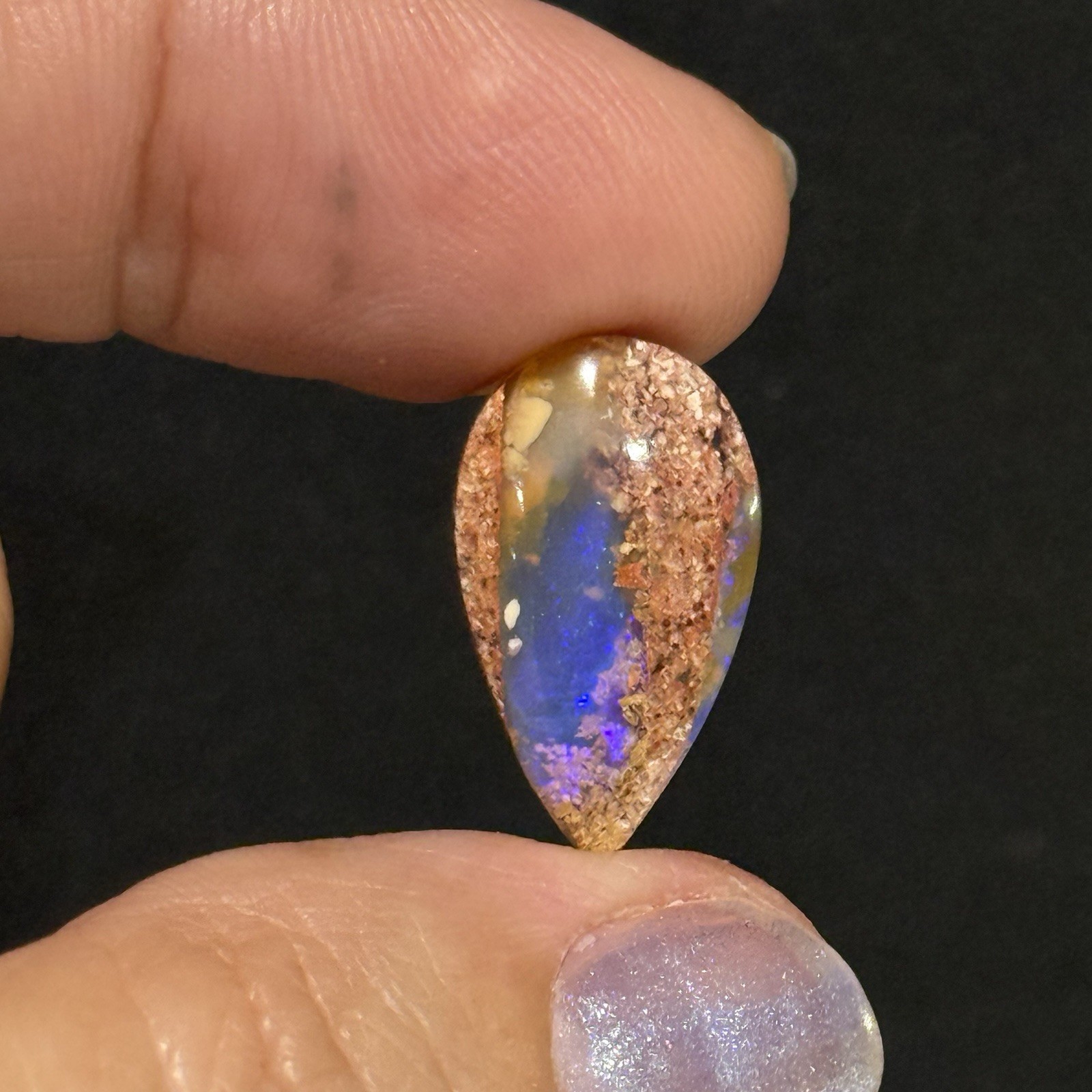 5.85ct 19.2x11x4.7mm Purple Crystal Pipe Australian Boulder Opal Cabochon Gem