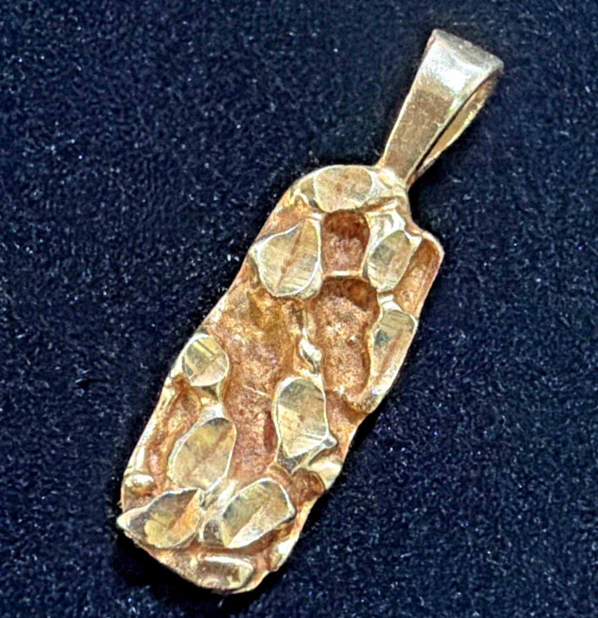 14k Yellow Gold Solid Bar Nugget Texture Charm Pendant 5/8″ TW 2.4 grams TESTED