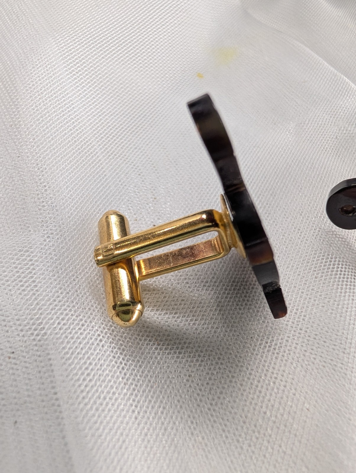 Vintage Cufflinks Lot 2 Pairs Red Stone Square & Faux Tortoiseshell Turtle Motif