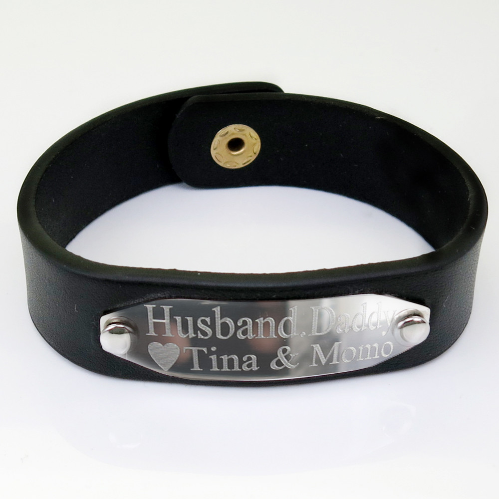Personalized Leather Bracelet Name Bracelet Free Engraving Leather Bracelet