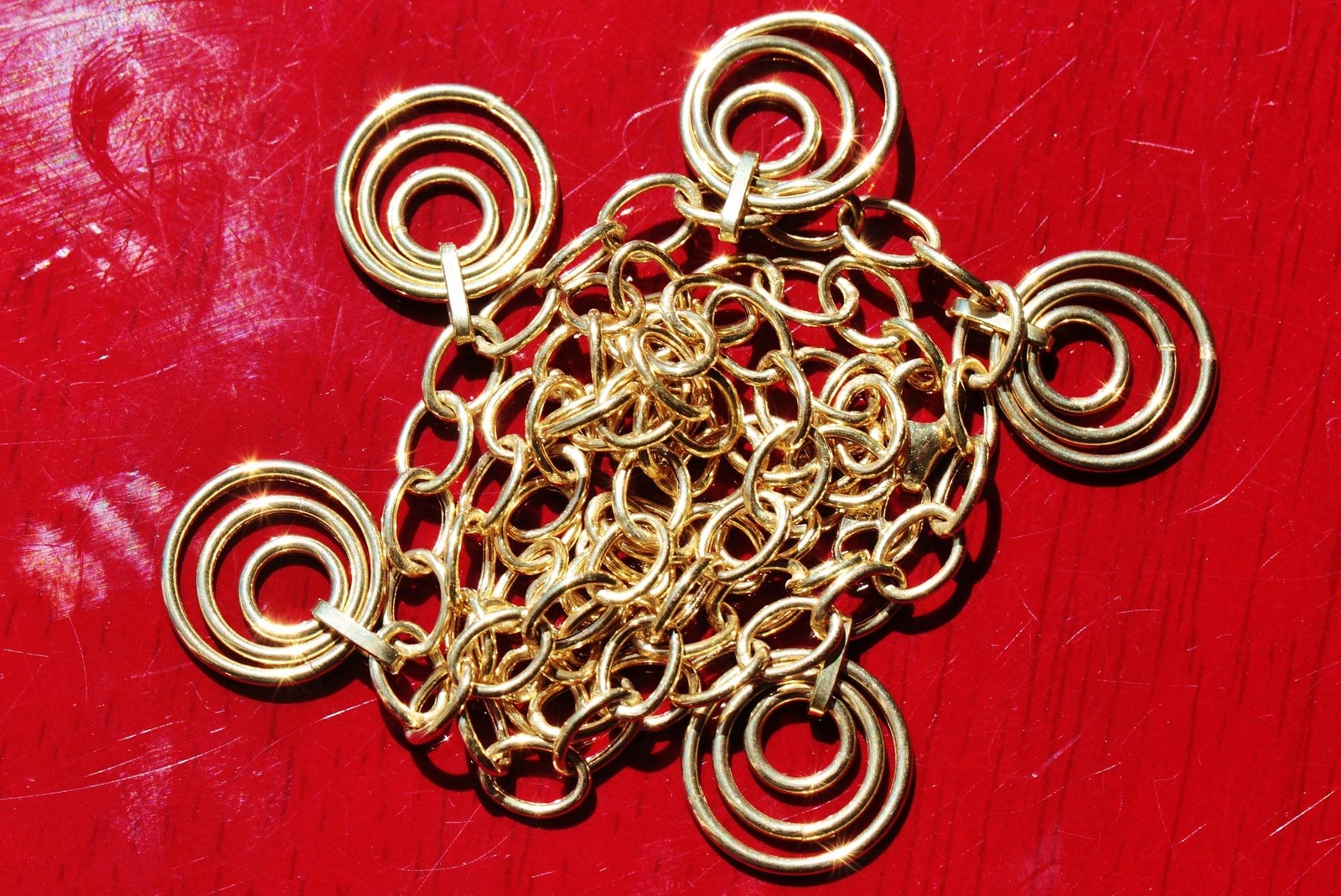 14k yellow gold necklace Italian 17.0″ fancy circular dangle 6.4gr EternaGold