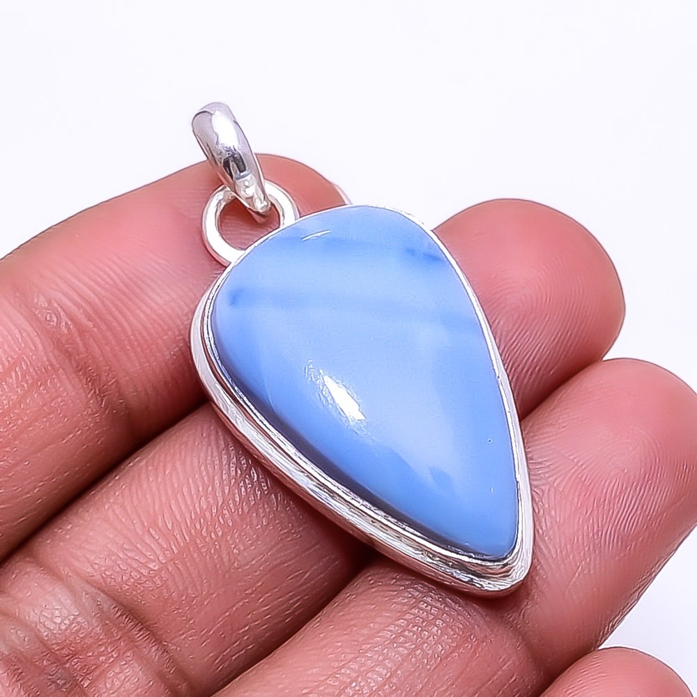 Blue Opal 925 Sterling Silver Pendant 1.64″ P4 Gift for her, Christmas Gift