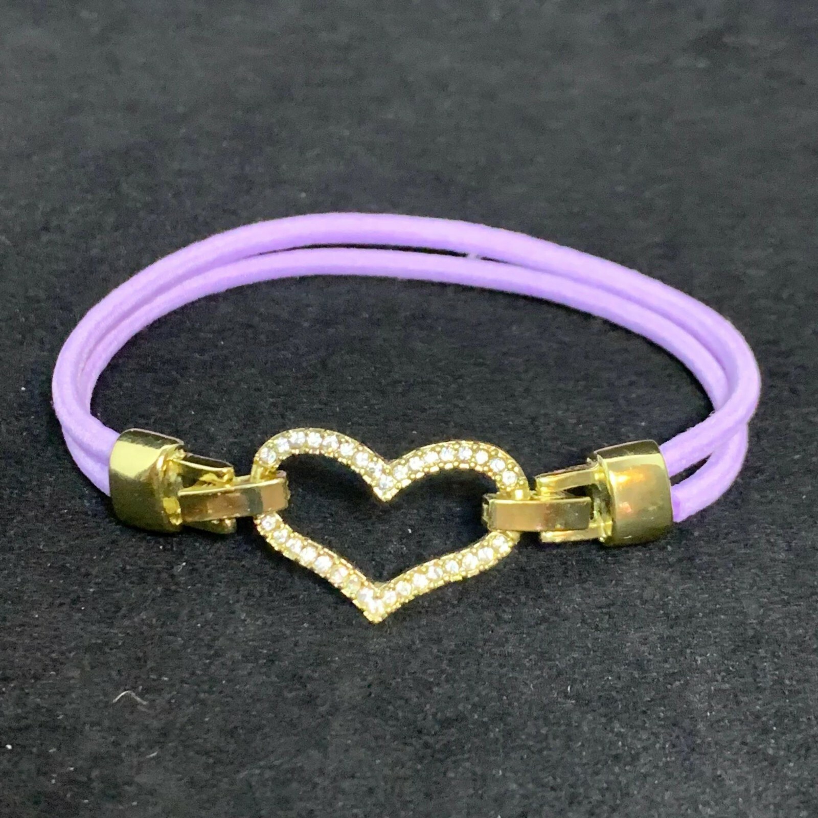 Gold Tone Rhinestone Heart Bracelet (2359)