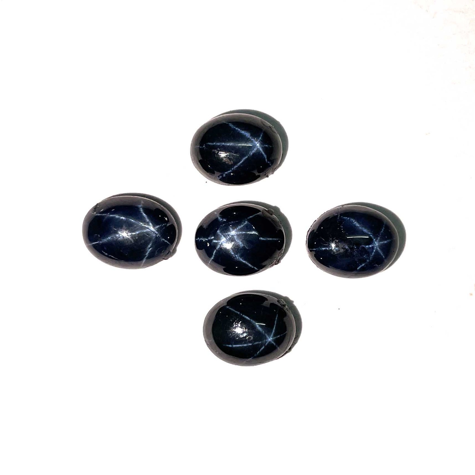 Diffused Star Blue Sapphire Oval Cabochon Loose Gemstone Lot 4 Pcs 7*9 MM 12 CT