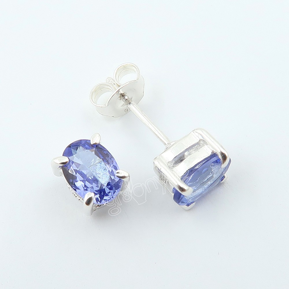 gr8onyou solid silver tanzanite stud earrings from earth | intricate