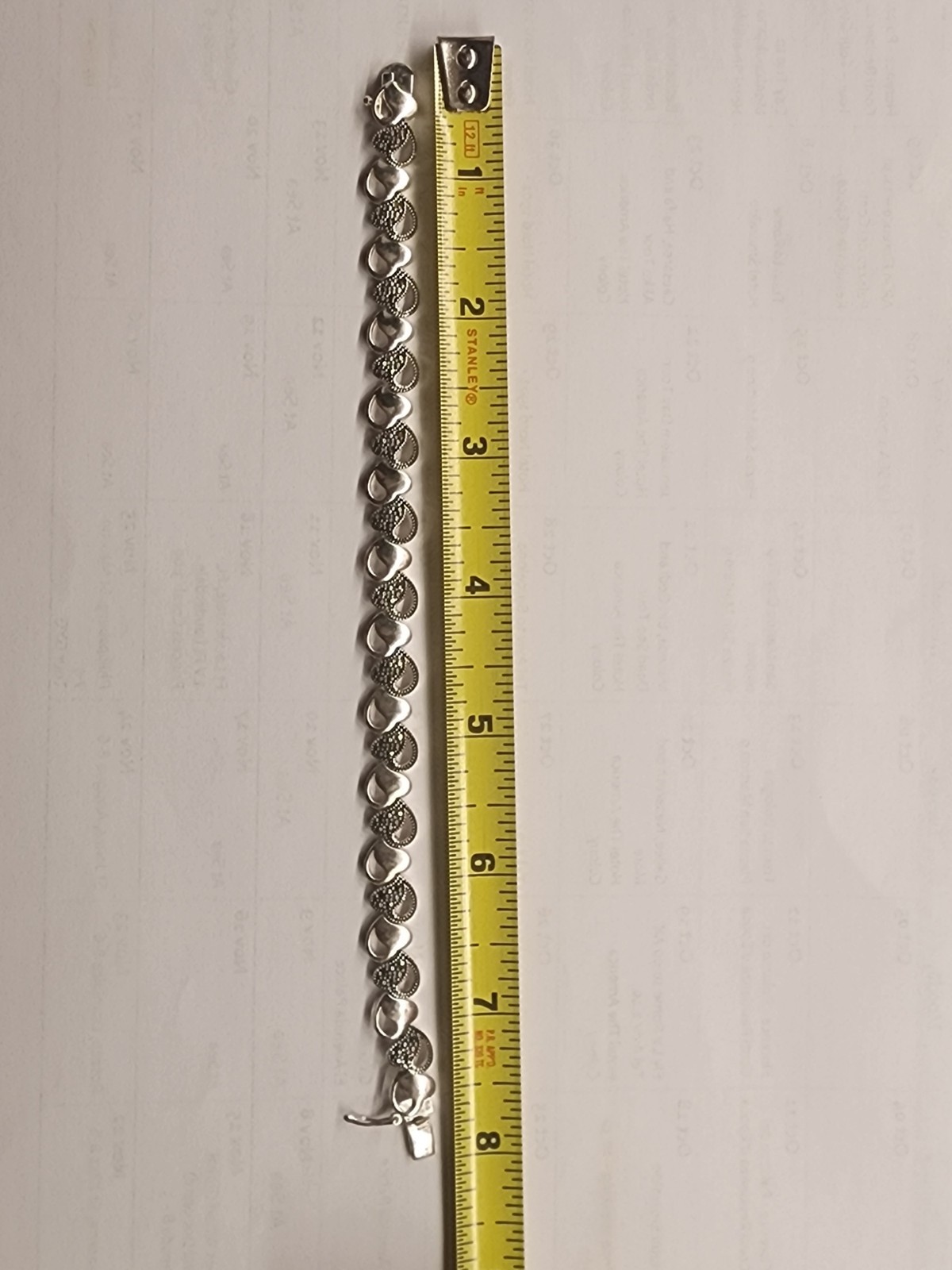 Bracelet Silver & Black Heart Accent 7.5 Inches Long