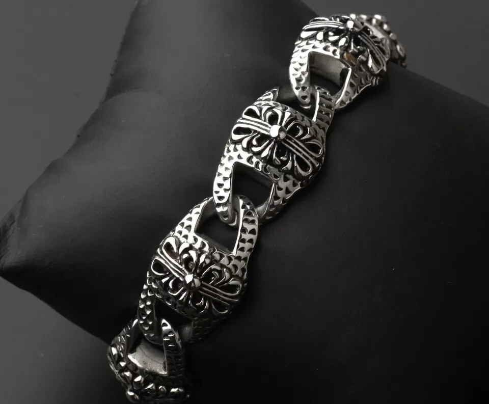 Men’s Heavy Sturdy Chain Bracelet Motorcycle Biker Wristband Stainless Steel USA