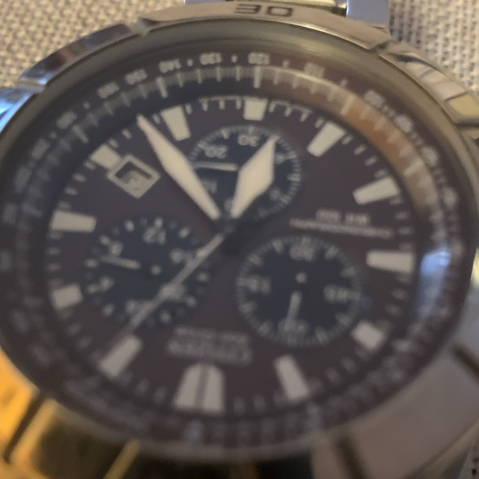 Citizen Eco-Drive Men’s Chronograph Tachymeter 100m Black Dial 44mm SS