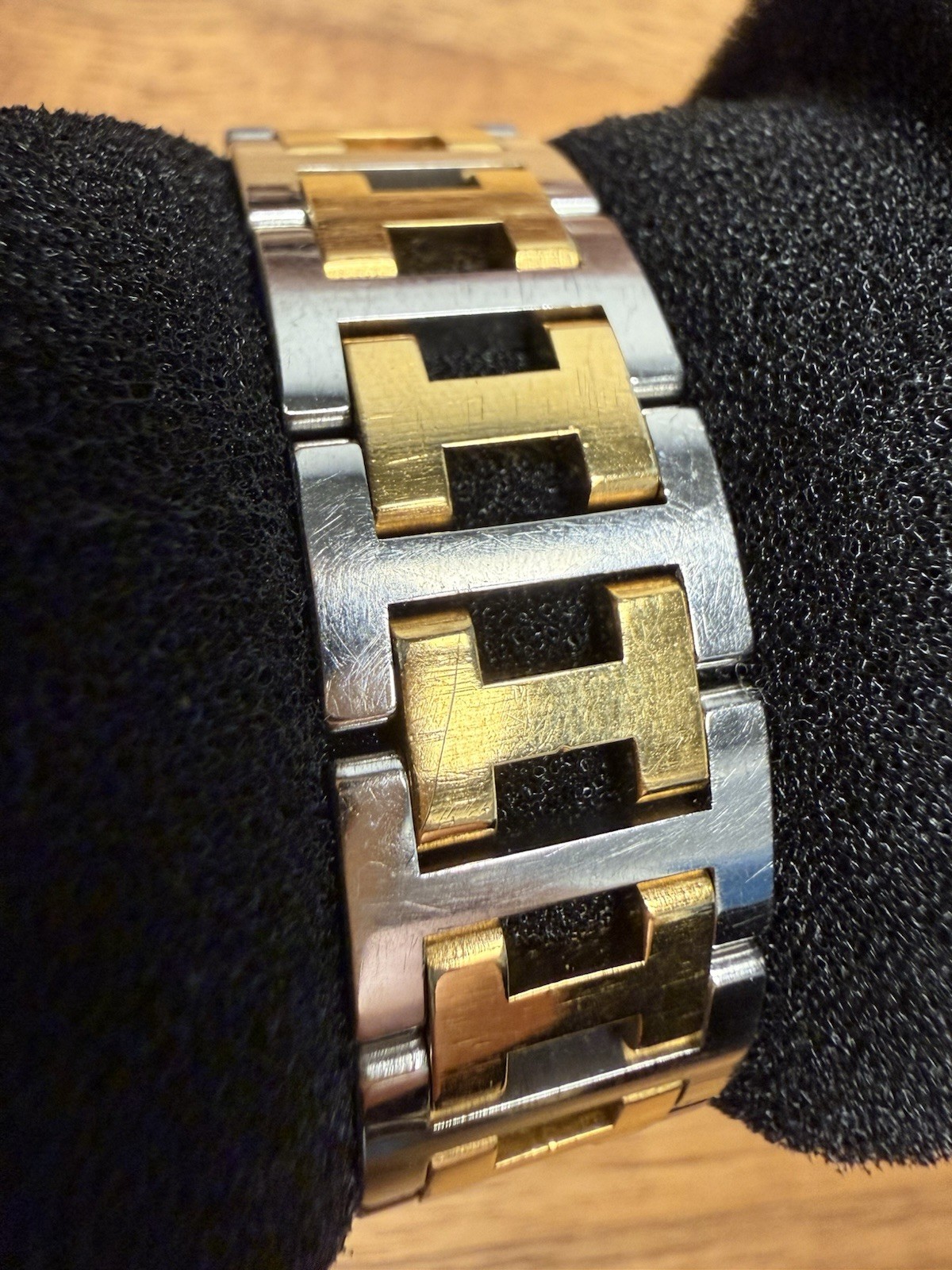 Hermes Clipper Watch Two Tone 30mm With Box Stainless Steel Ladies Authentic