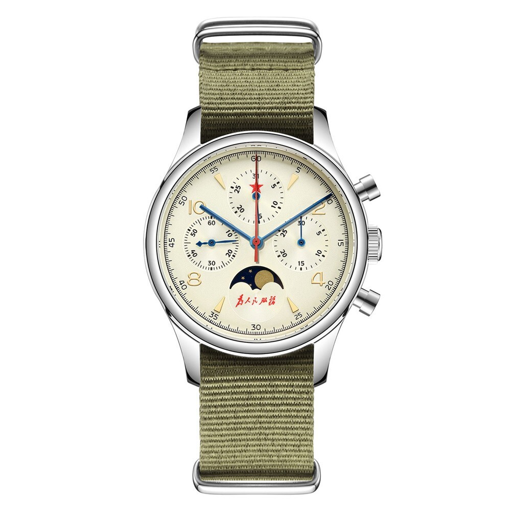 SEAKOSS Vintage Mechanical Watch with Seagull Movement: Moon Phase Chronograph