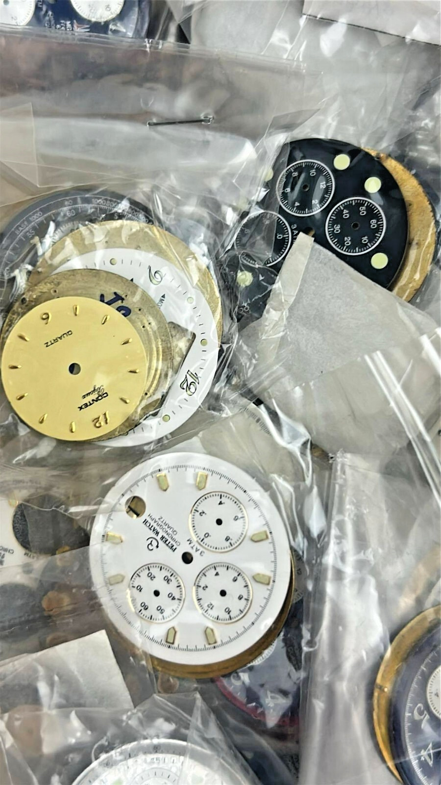 Lot 200 Watch Dials For Mov Chrono Quartz New Parts Various Sizes