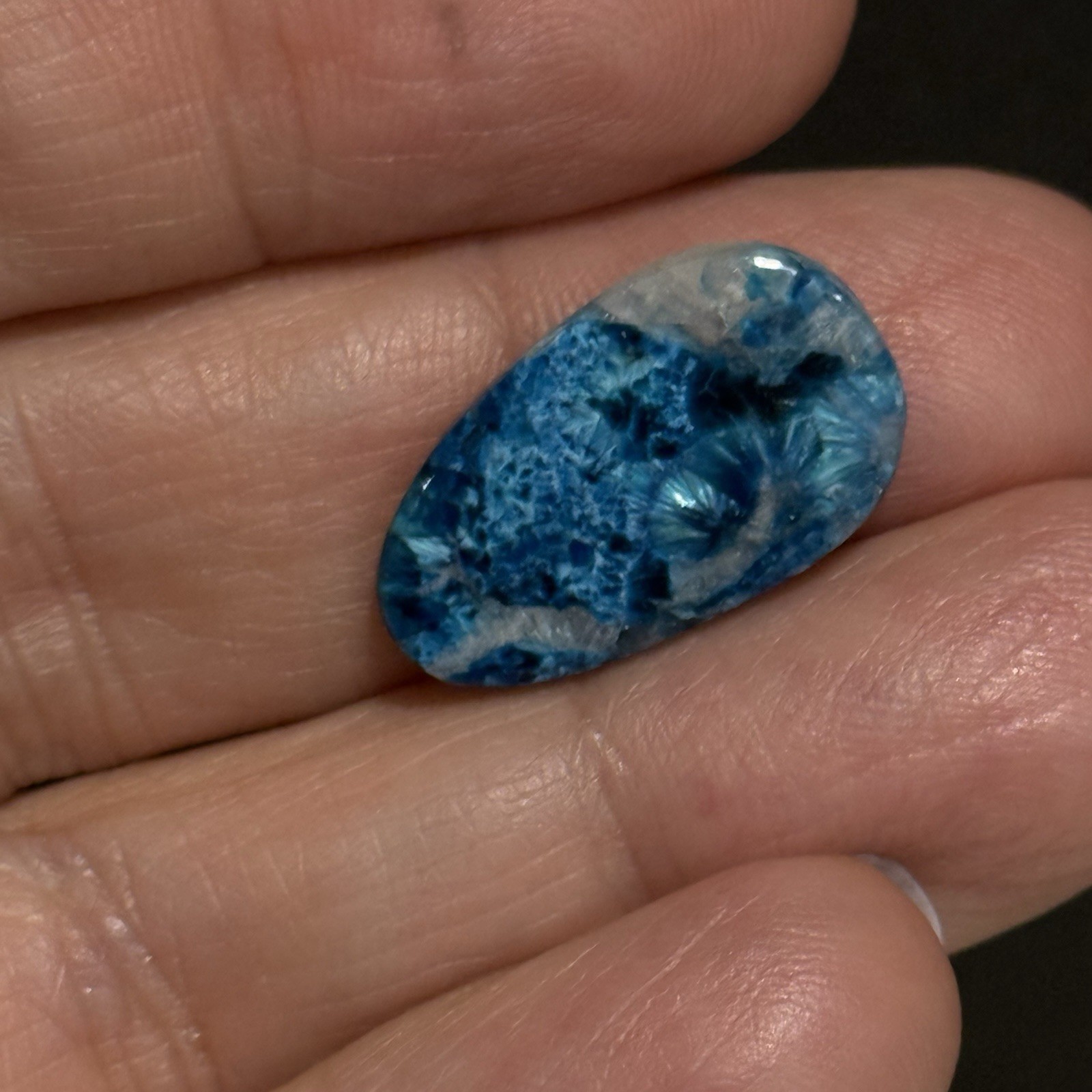 7.85ct 20.7×12.2x3mm Rare Blue Plancheite Cuprite Shattuckite Calcite Cabochon