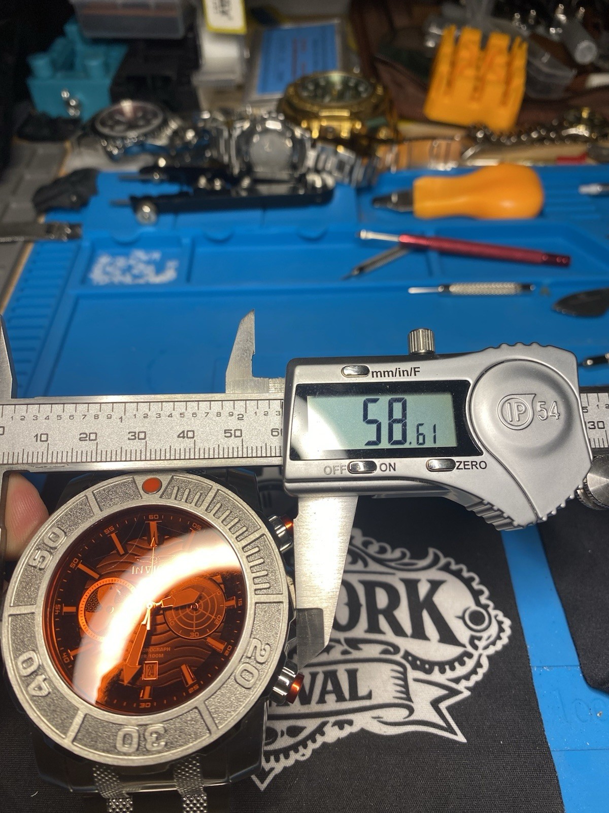 Invicta Coalition Forces Chronograph Quartz Date 100m SS Orange Dial 58.6mm