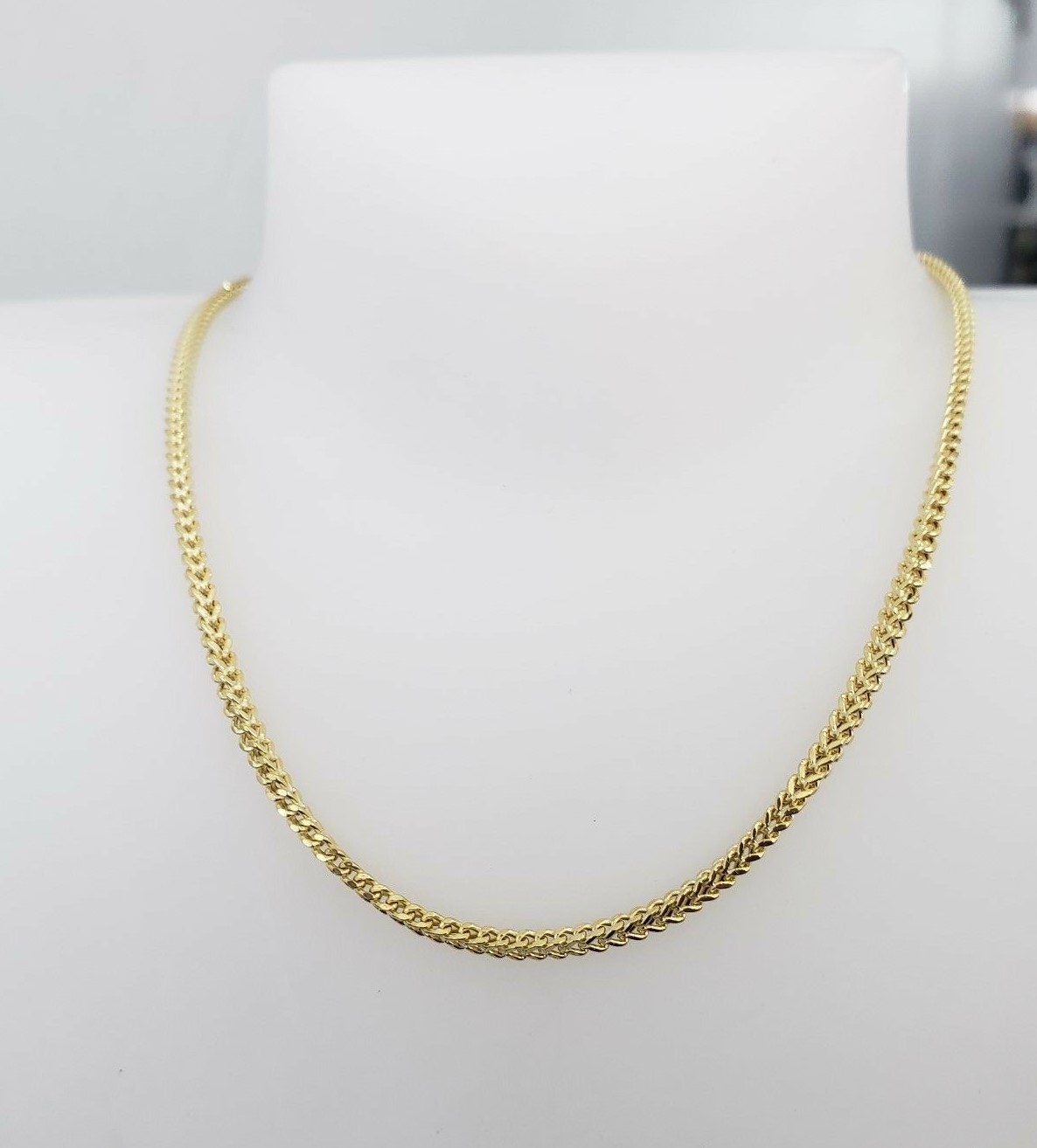 10K Yellow Gold Franco Box Chain Link 2mm Thin Necklace 20 Inches Unisex