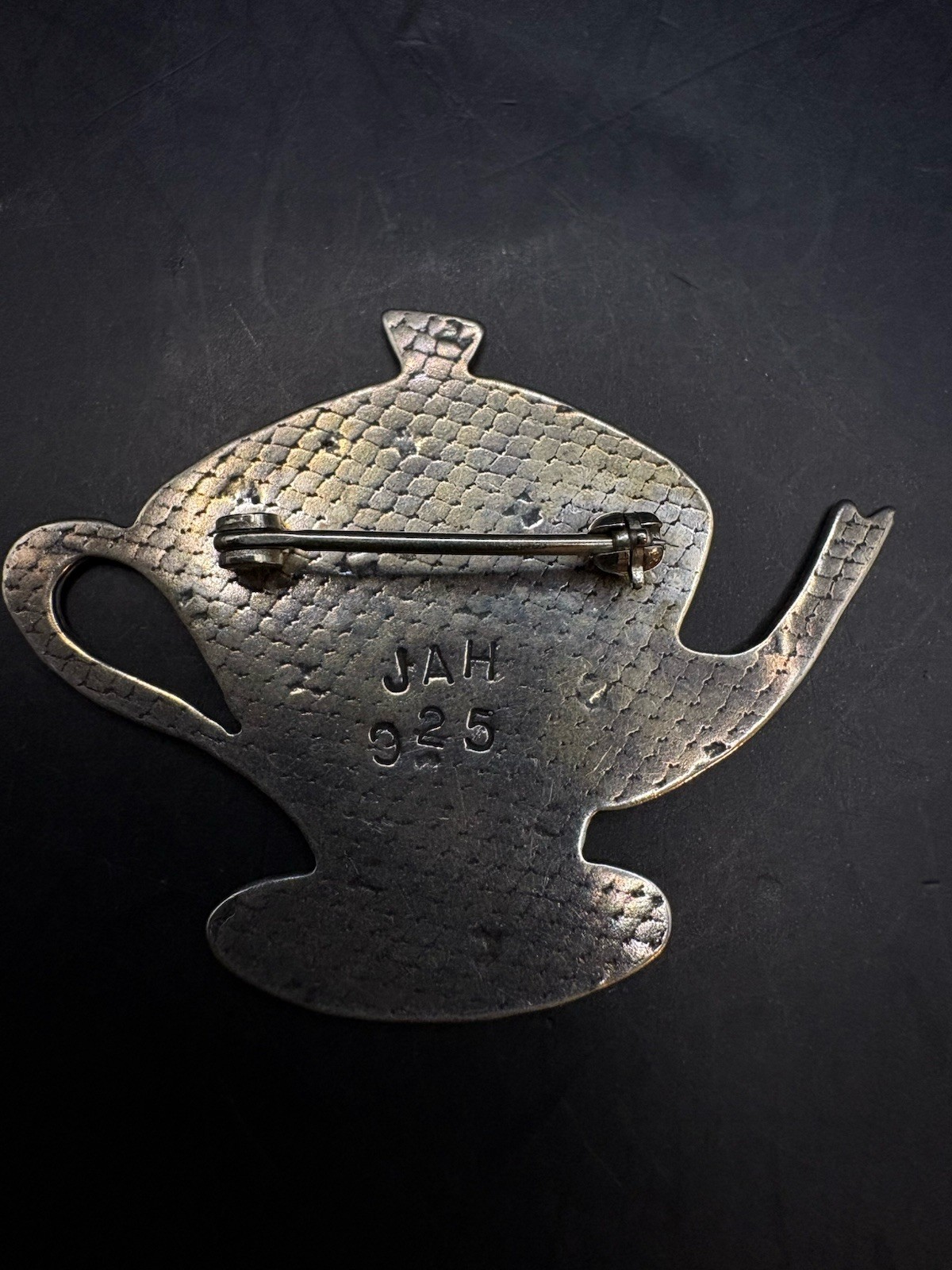 Vintage Artisan Studio Sterling Silver Teapot Brooch Pin Estate 925