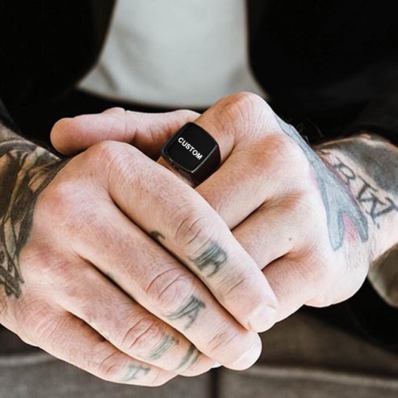 Personalized Engrave Men Ash Urn Ring Memorial Cremation Initials Stailess Steel