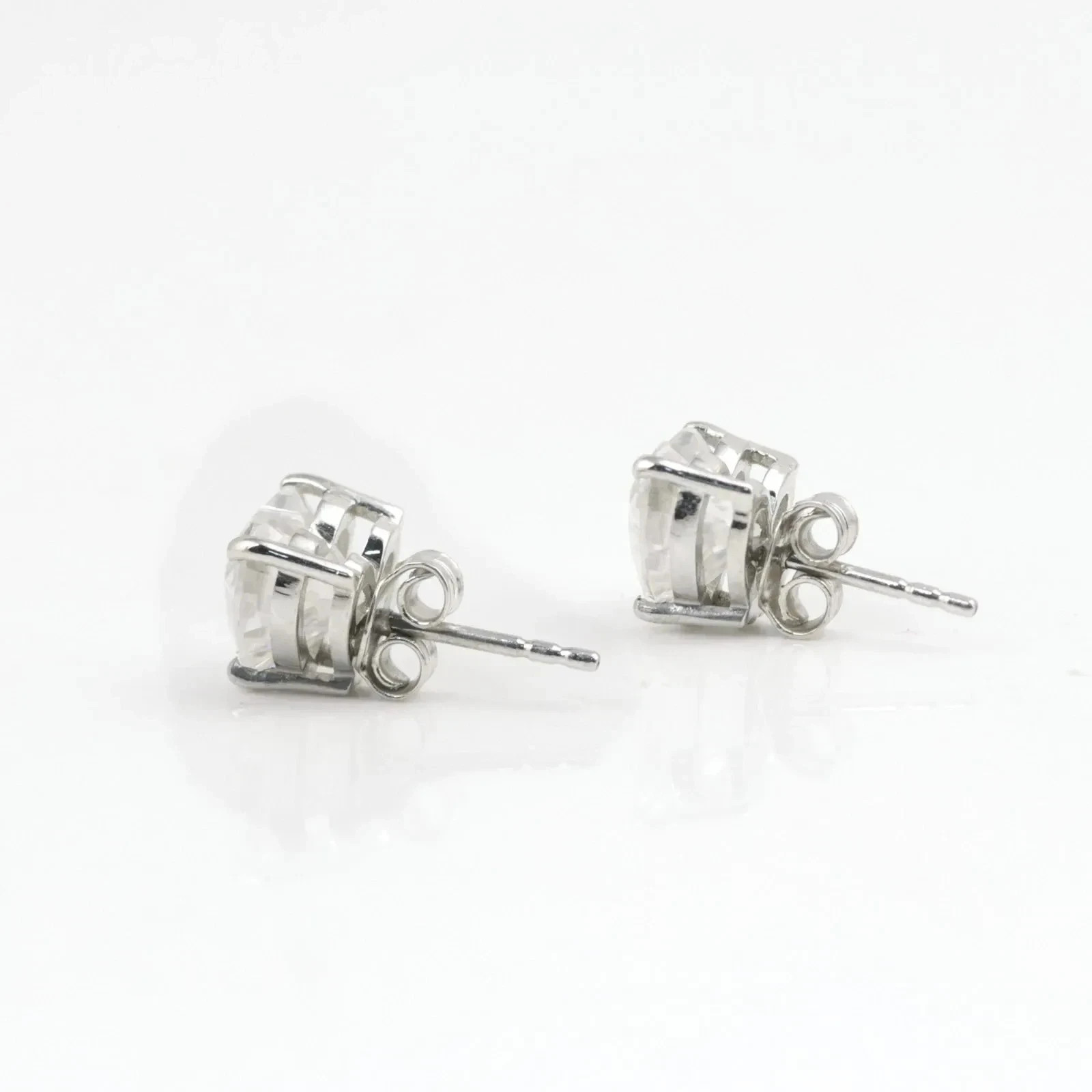 Rare Certified 5 Ct White Diamond Stud Earrings 14k White Gold Plated