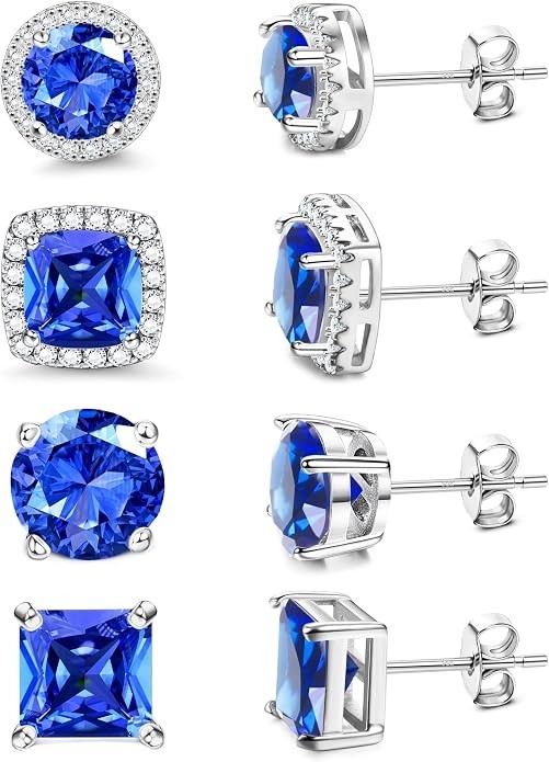 S925 Sterling Silver Stud Earrings Women Men 18K Gold Plated CZ Diamond Halo New