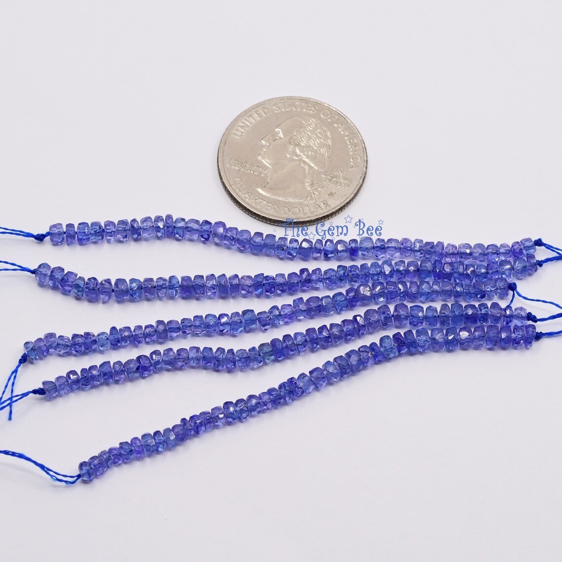 3.3mm-3.5mm Gem Grade Periwinkle Tanzanite Faceted Rondelle Bead 3 inch strand
