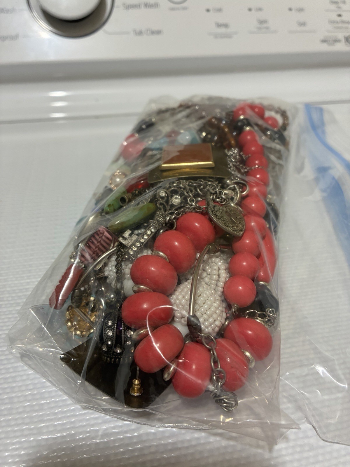 Mixed Costume Jewelry Lot Unsorted Variety Bag 1.43lb lot #6