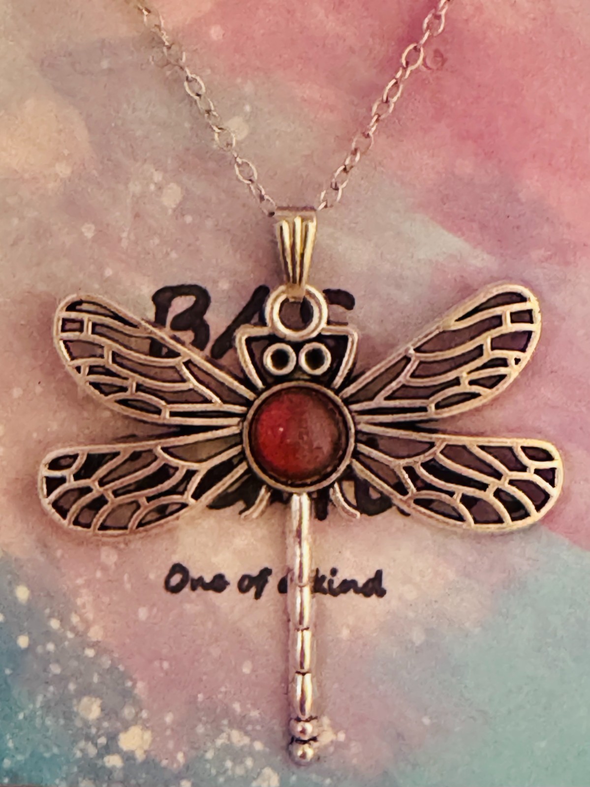Dragonfly Cabochon Necklace One of a kind Hand-Painted by a local Ozark Artist