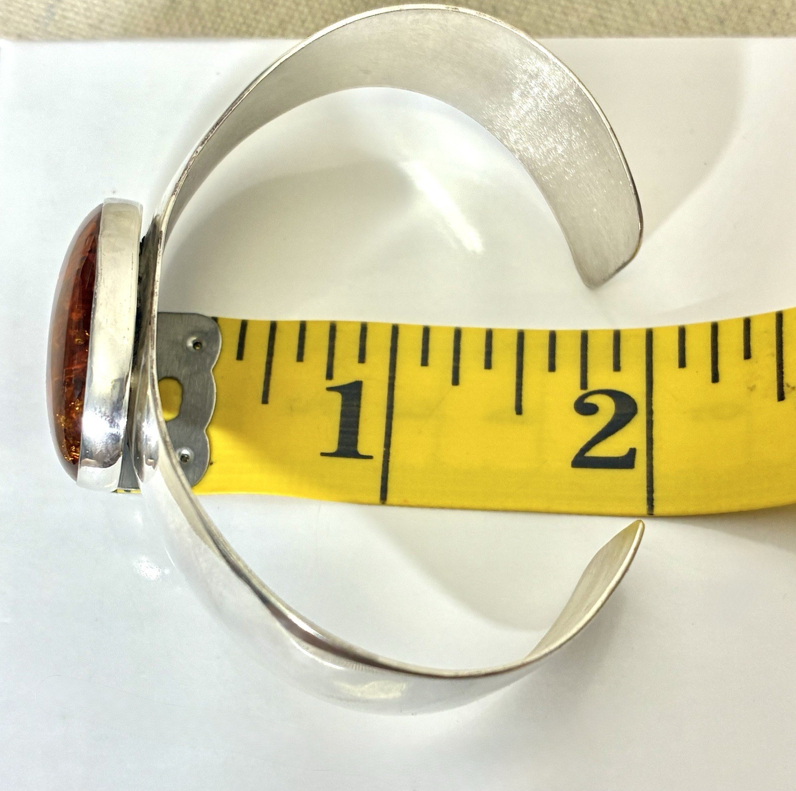 Jay King DTR Sterling Silver Baltic Amber Wide Cuff Bracelet Mine Finds 32g