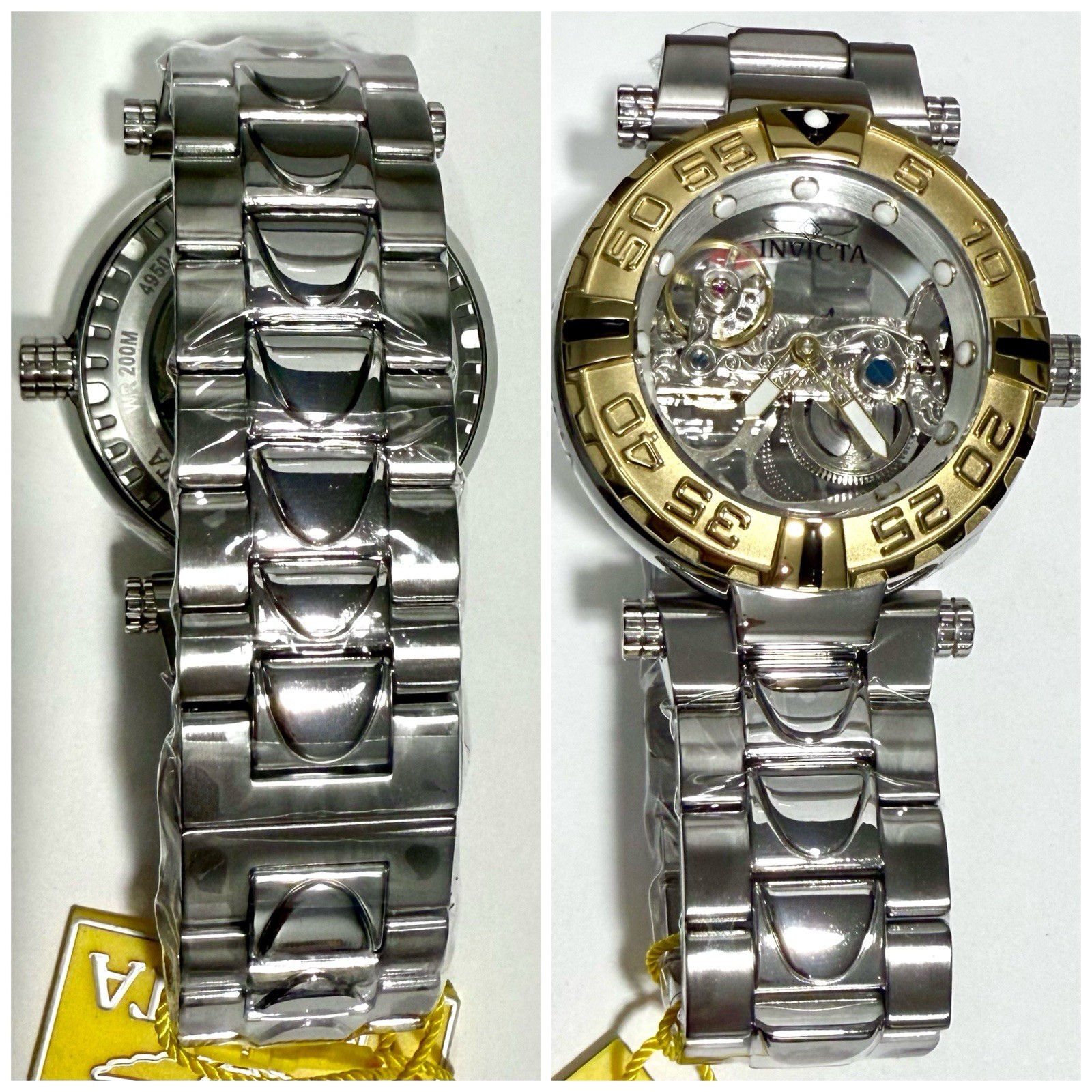 47mm Auto GHOST| Goldtone Bezel | Silvertn Bracelet Subaqua Noma I Invicta Watch