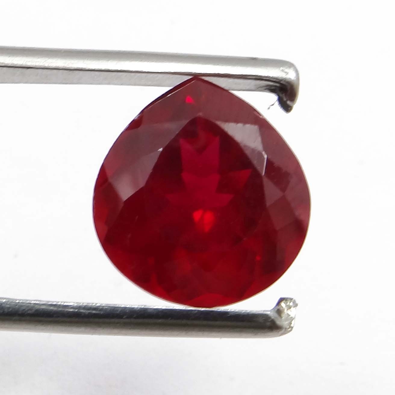 NATURAL 8.00 CTS PIGEON BLOOD RED RUBY pear GEMSTONE CERTIFIED