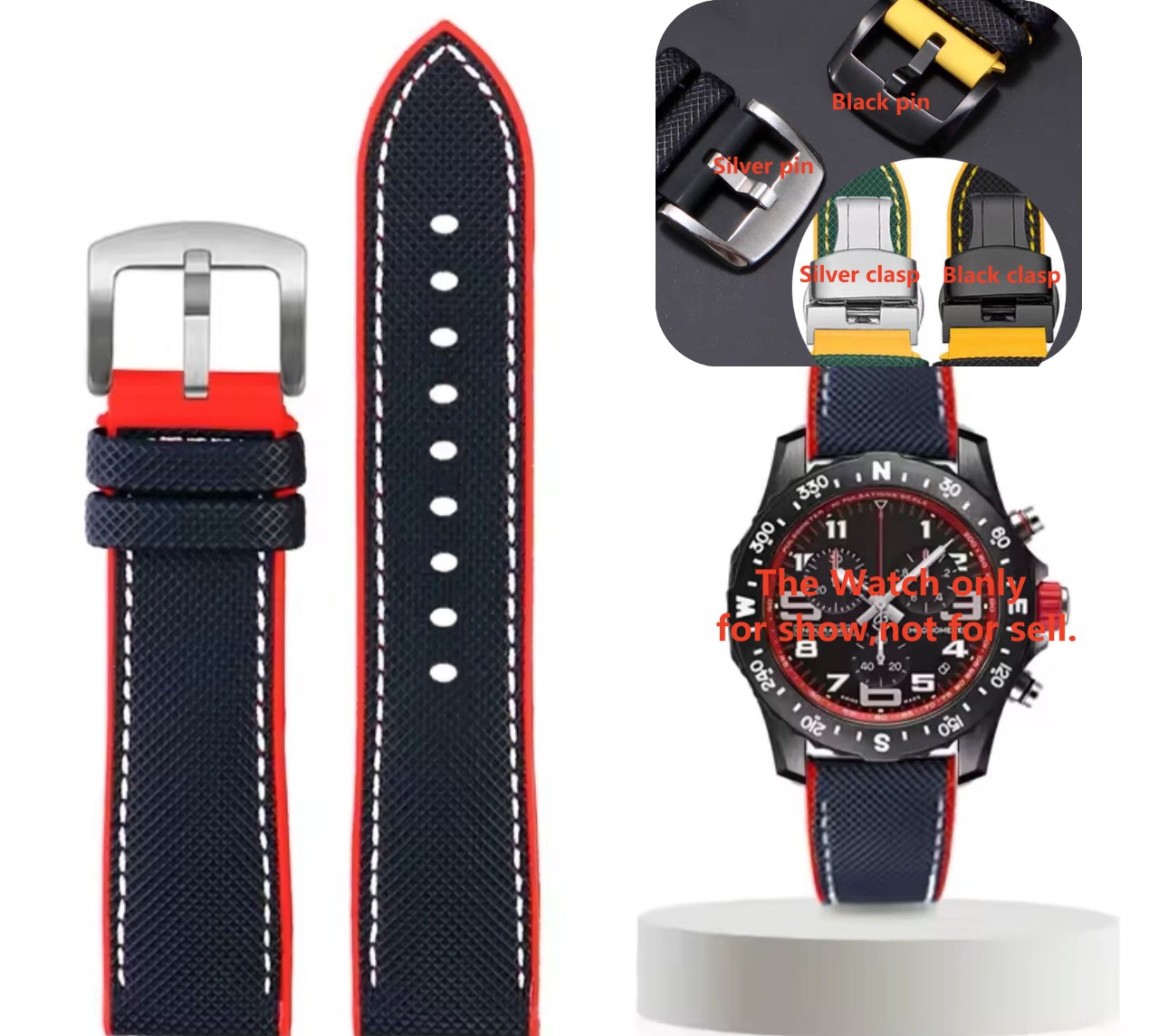 20/21/22/24mm Nylon Pattern Rubber Strap For TAG HEUER F1 Breitling Superocean