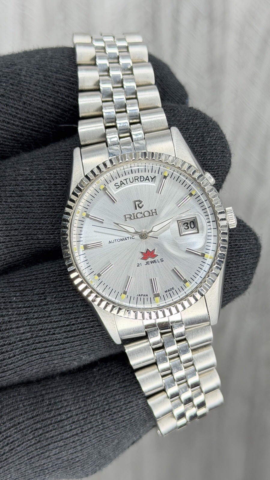 Ricoh President 061121 Automatic 21 Jewels White Dial Men’s Wristwatch Japan.