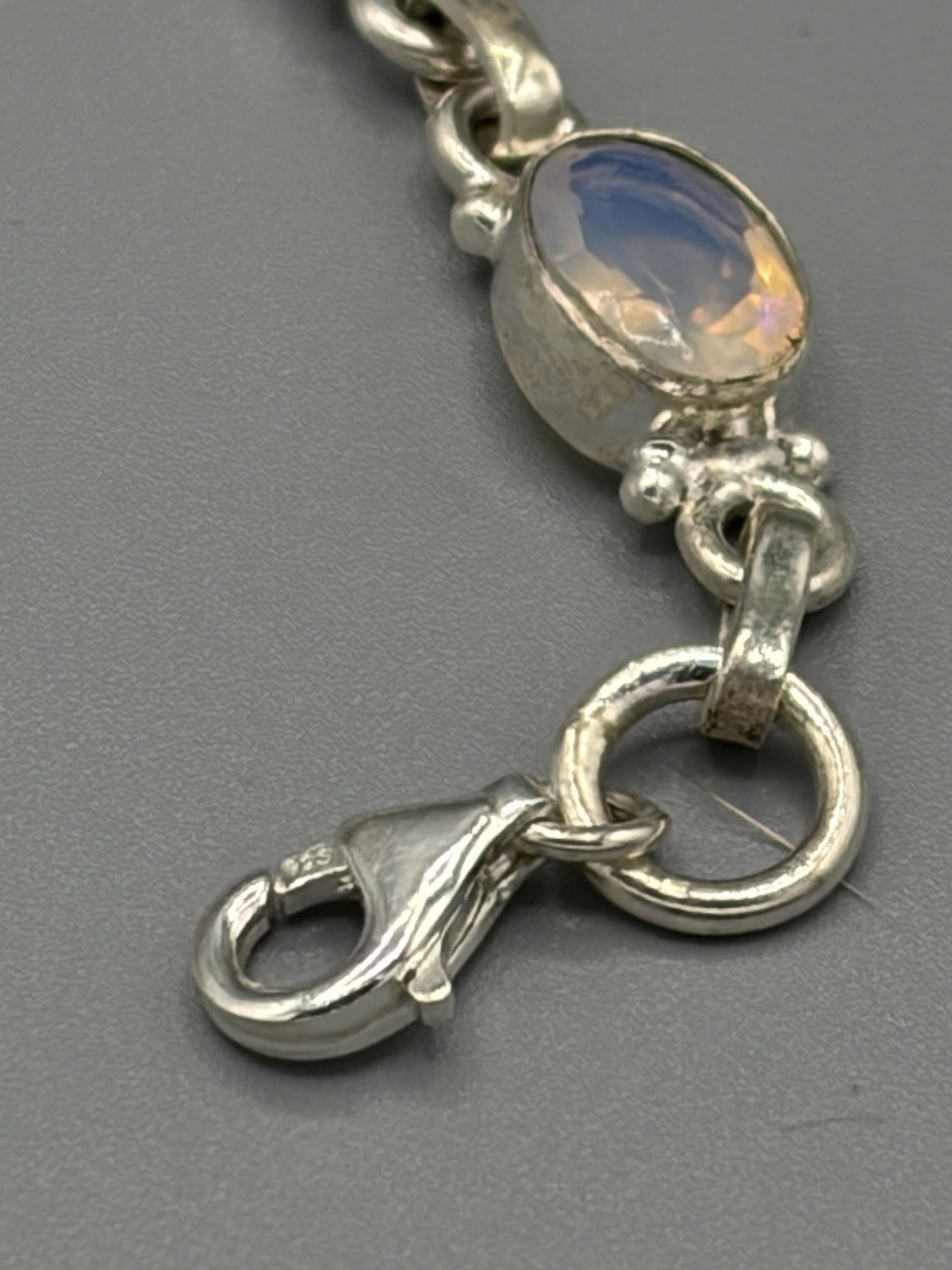 925 Sterling Silver Opal Link Bracelet – 7.5 Inches – Brand New