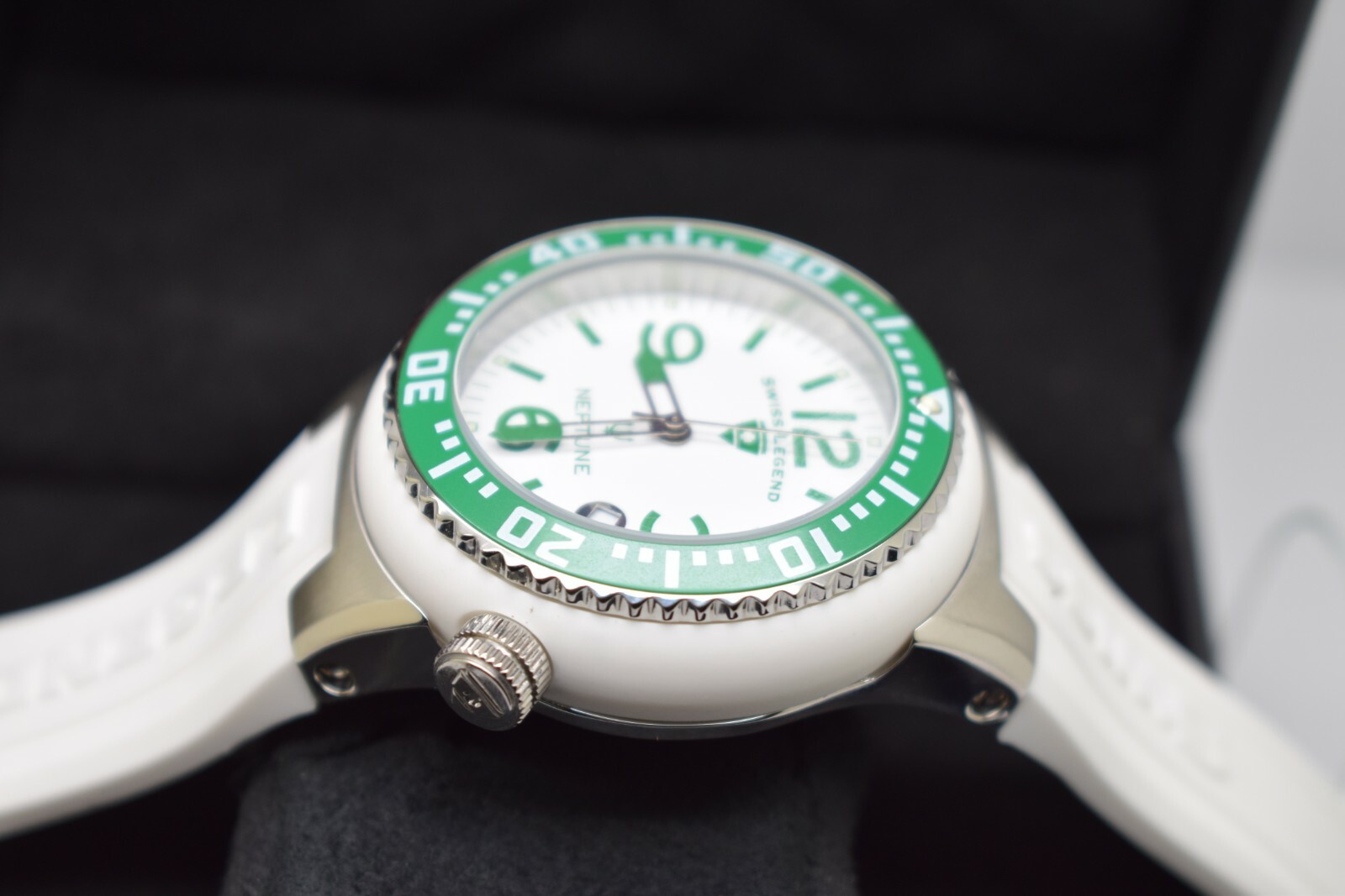 Swiss Legend Neptune Watch White Silicone Green Luminous Indices