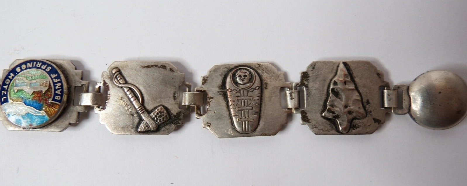 ANTIQUE WOMENS SILVER PLATED TENNIS BRACELET 7 1/4″ LONG 16MM WIDTH INDIAN