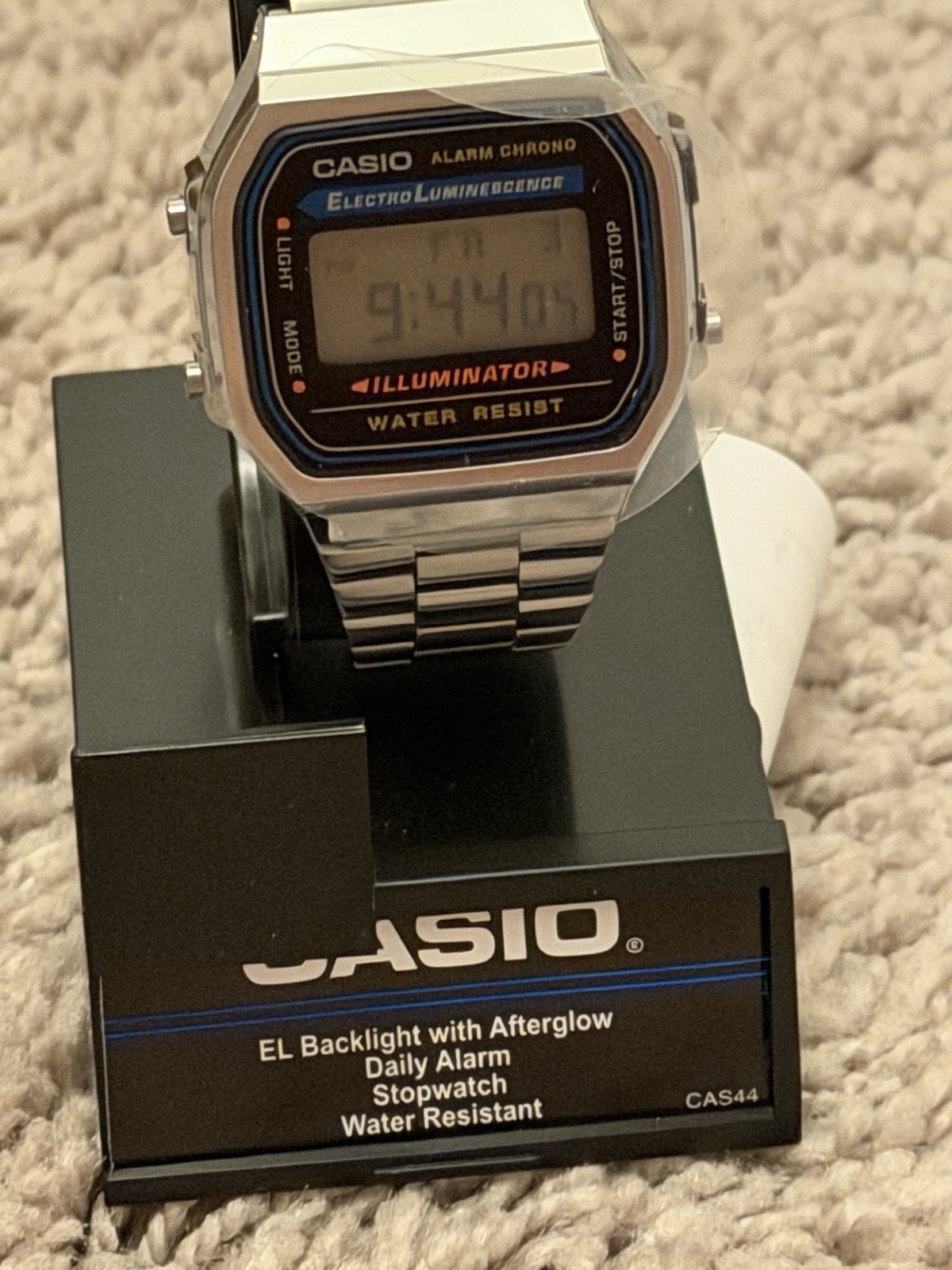 Casio A168WA-1WT Classic Digital Watch Silver Stainless Steel Illuminator NEW