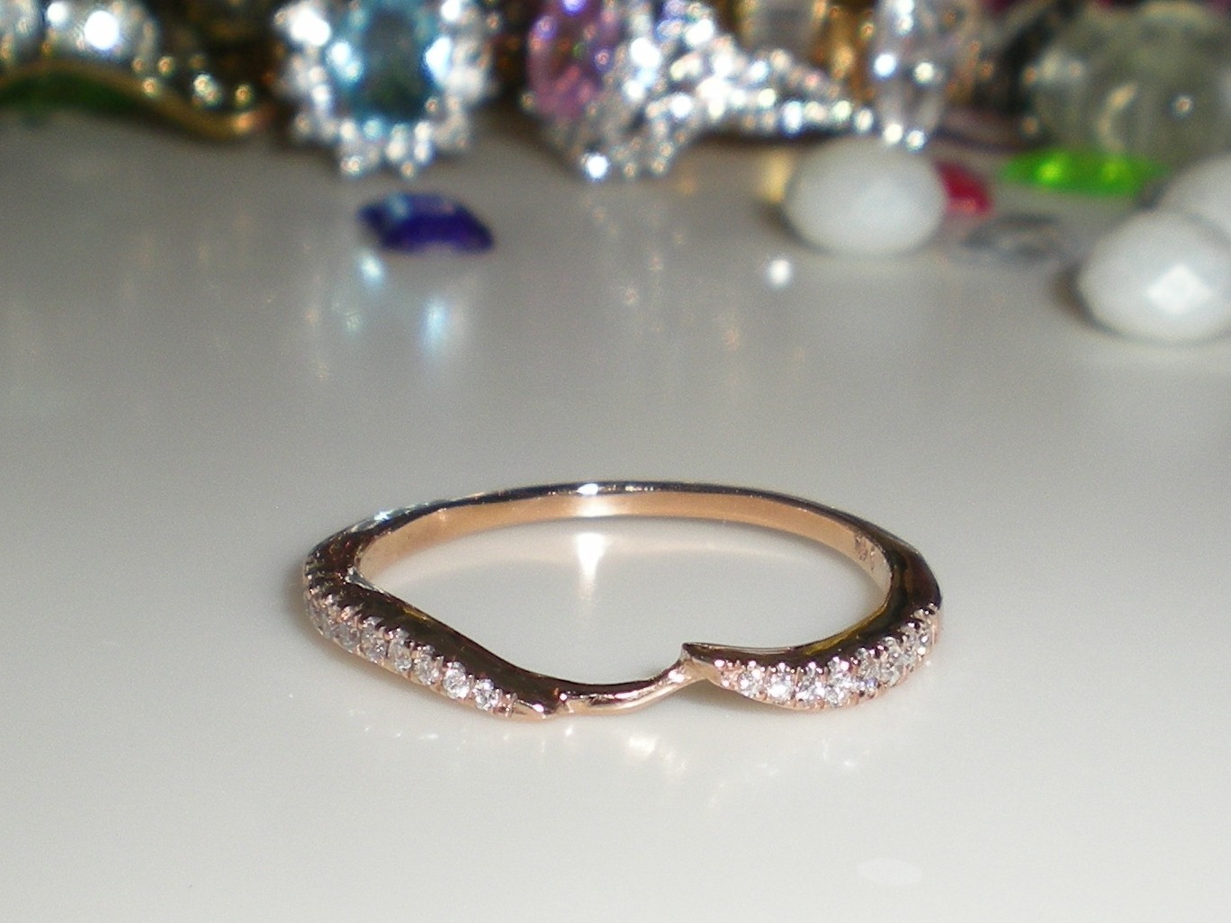 EVER US 14K Rose Gold 1/8ct Diamond Contour Wedding Band Ring KAY 💎 Size 8