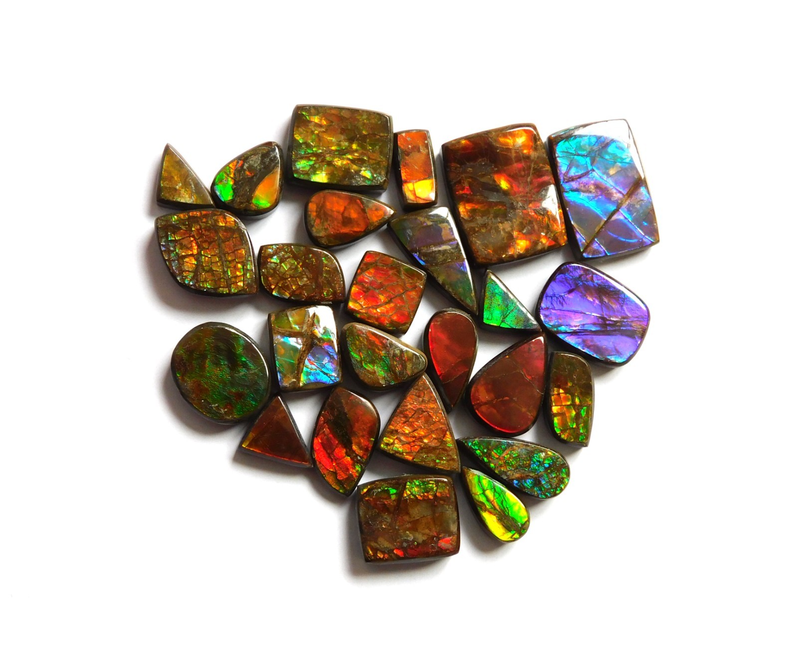 114.75 Cts Natural Ammolite 25 Pcs Lot Loose Cabochon Gemstone CN05