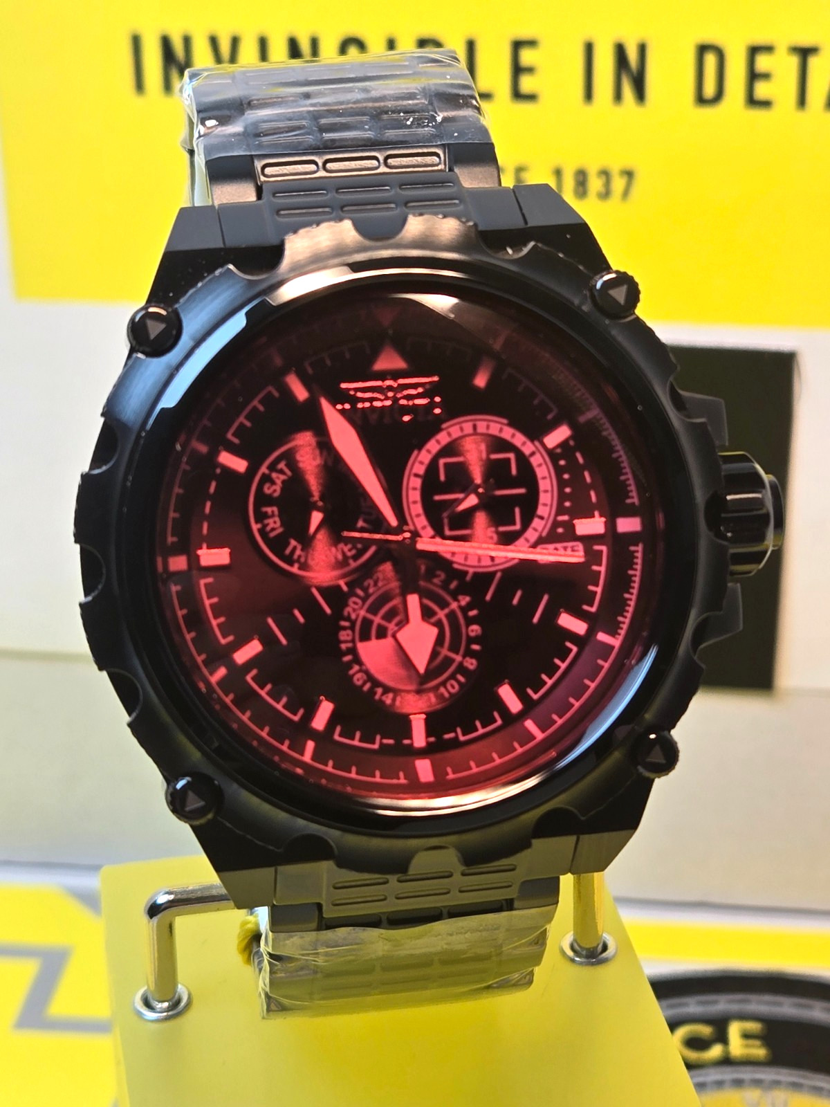 Invicta Coalition Forces Spline Mens Watch 50mm Black w/ Red Iridescent Dial NEW
