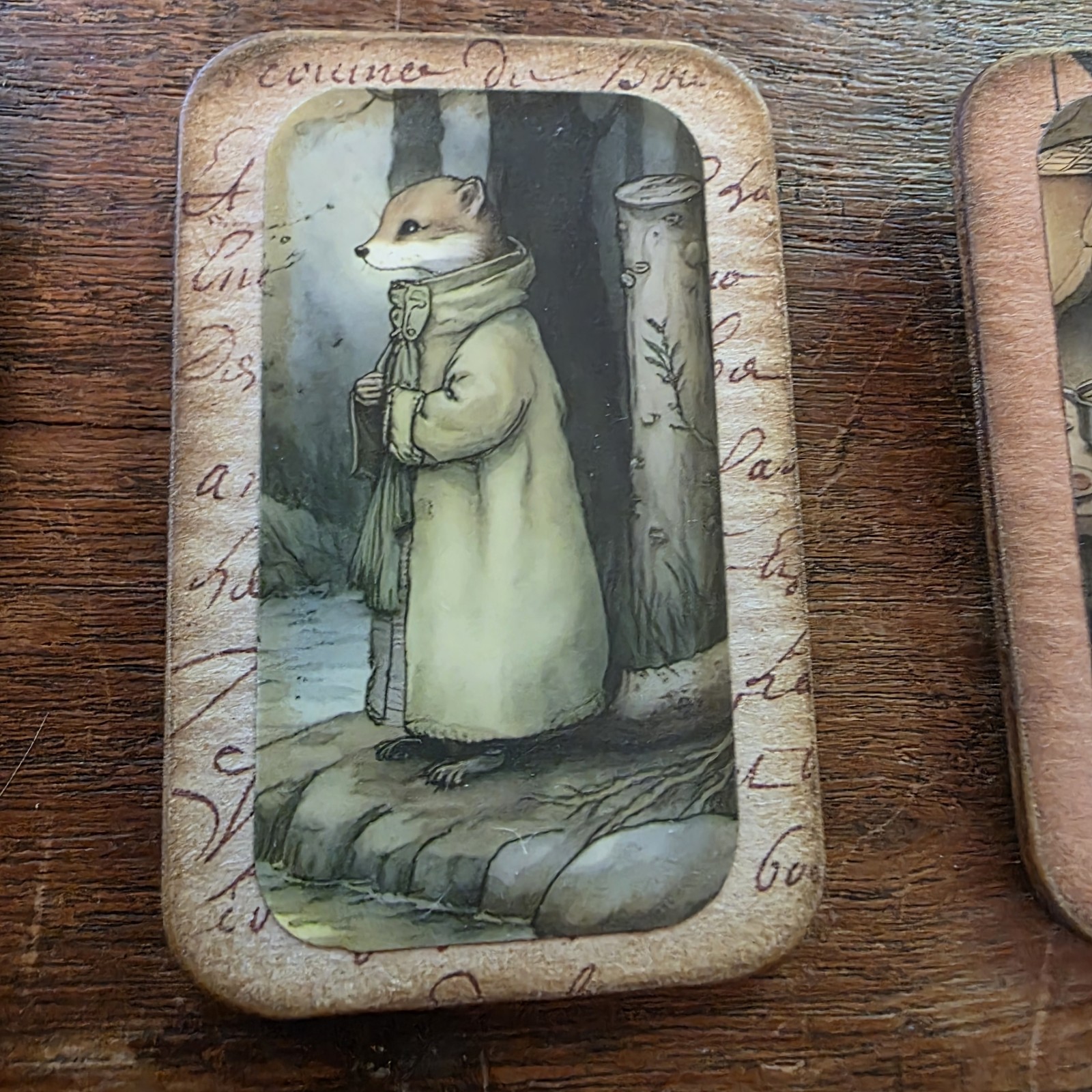 Dark Academia Handmade Brooch Storybook Animal Vtg Pin Charm Junk Journal OOAK