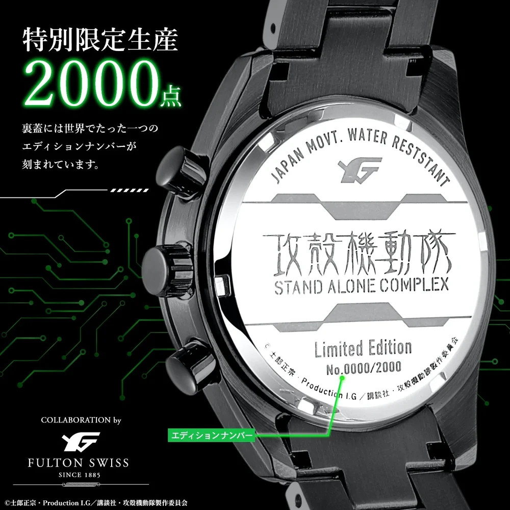 Ghost in the Shell S.A.C. 2way Wristwatch Motoko Kusanagi Model Chronograph New