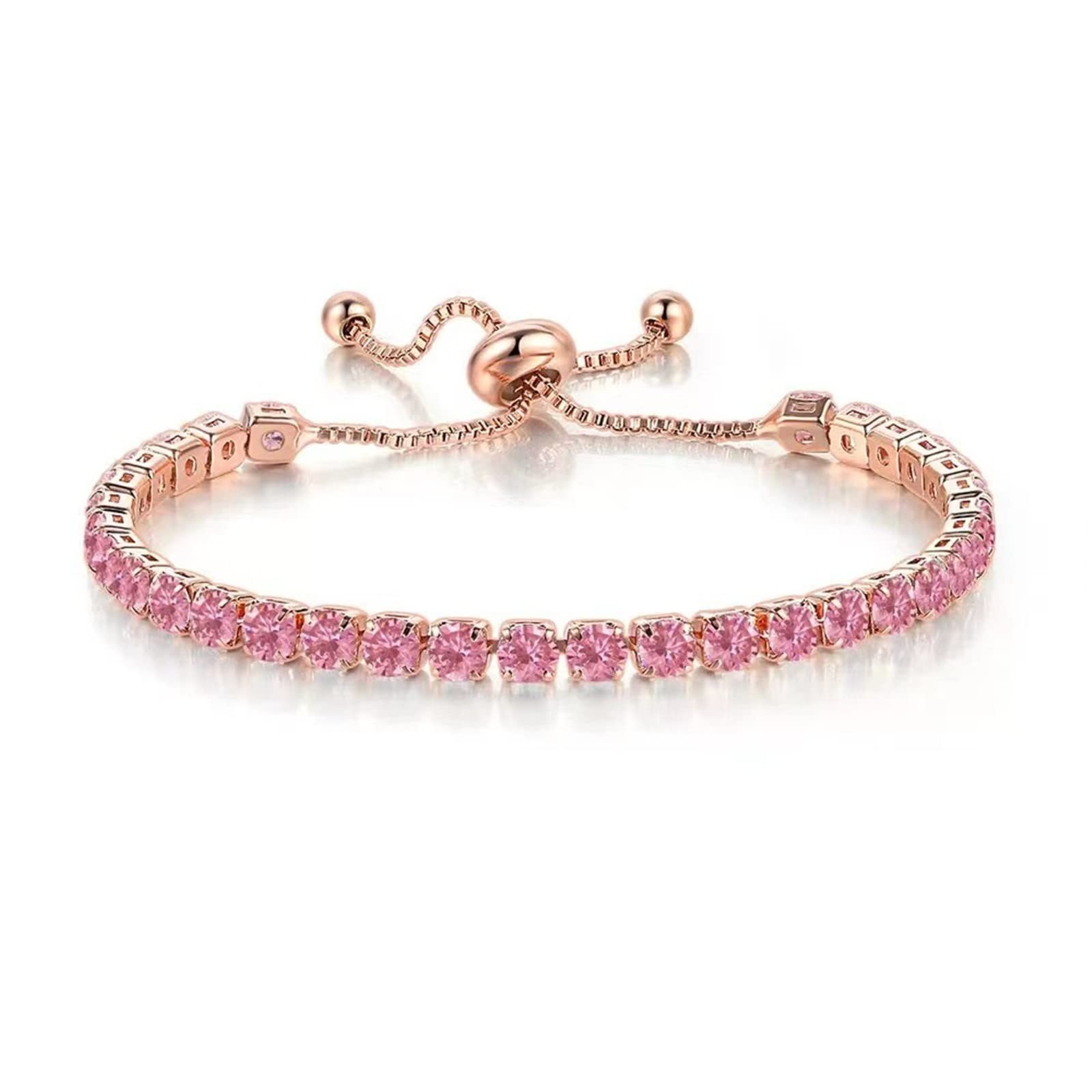 14K Gold Silver Plated Adjustable Rhinestone Beads Bracelet for Women