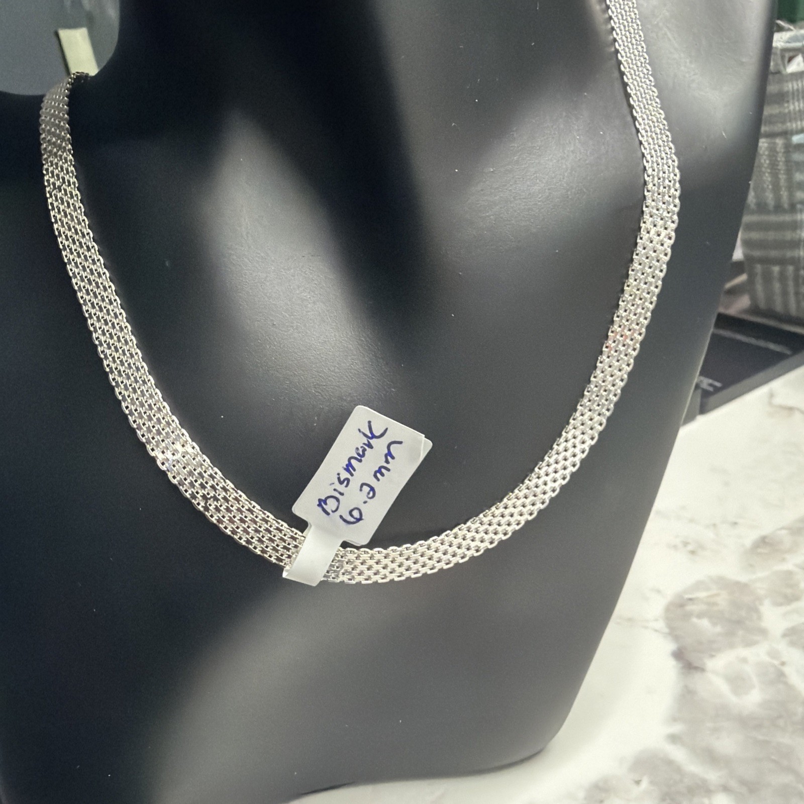 18 inch , 6.2 mm Solid P. LUX Italy 925 Sterling Silver Bismarck chain