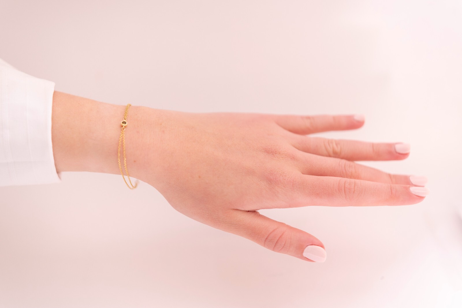 9K Solid Gold Birthstone Bracelet – Dainty Double Chain Personalized Bracelet
