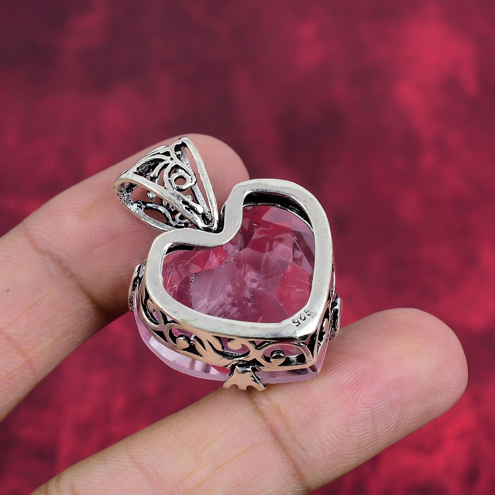 Amazing Pink Kunzite Gemstone Handmade 925 Sterling Silver Pendant Jewelry