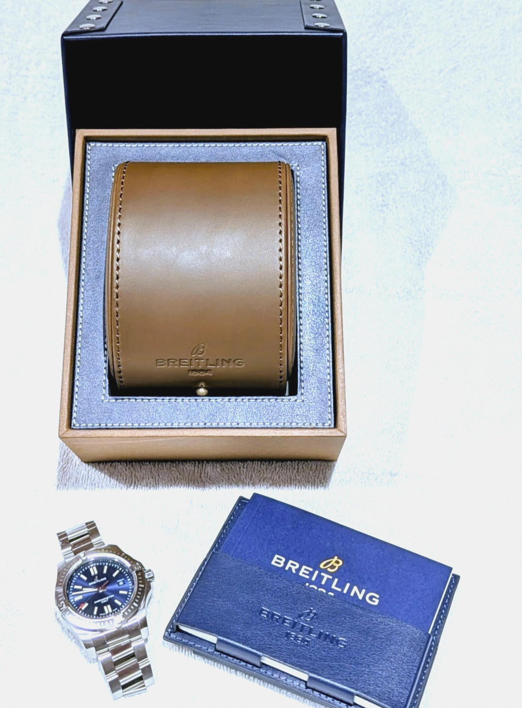 Breitling Chronomat Colt A17388 Complete SS Colt Blue Dial Automatic Watch 44mm