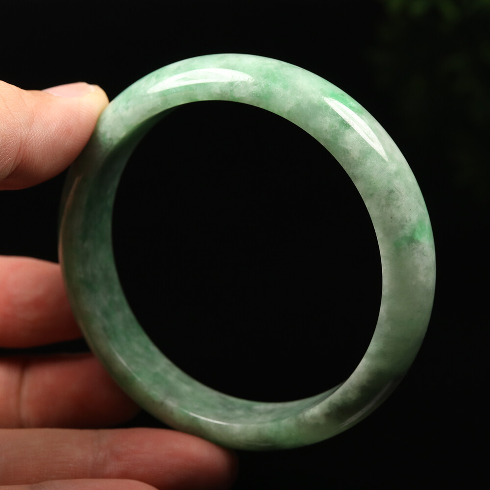 61mm Certified Grade A 100% Natural Green Jadeite Jade Bangle Bracelet SEC02089