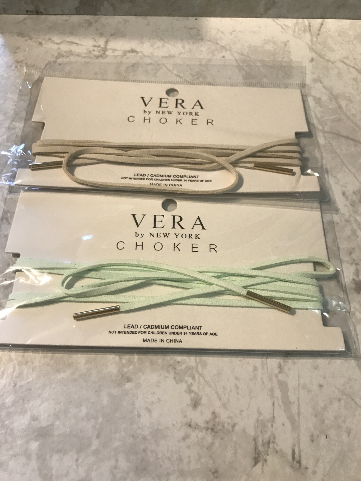 Vera By New York Lot Of 2 Cord Wrap Chokers Ivory And Min NWT