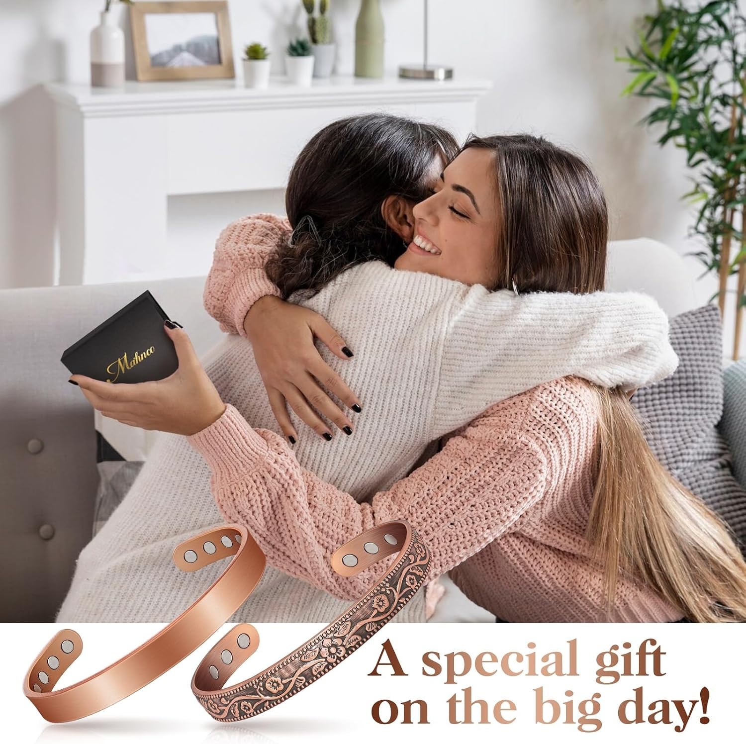 Chic 100% Copper Magnetic Bracelet with 6 x 3500 Gauss Magnets – Gift of Relief