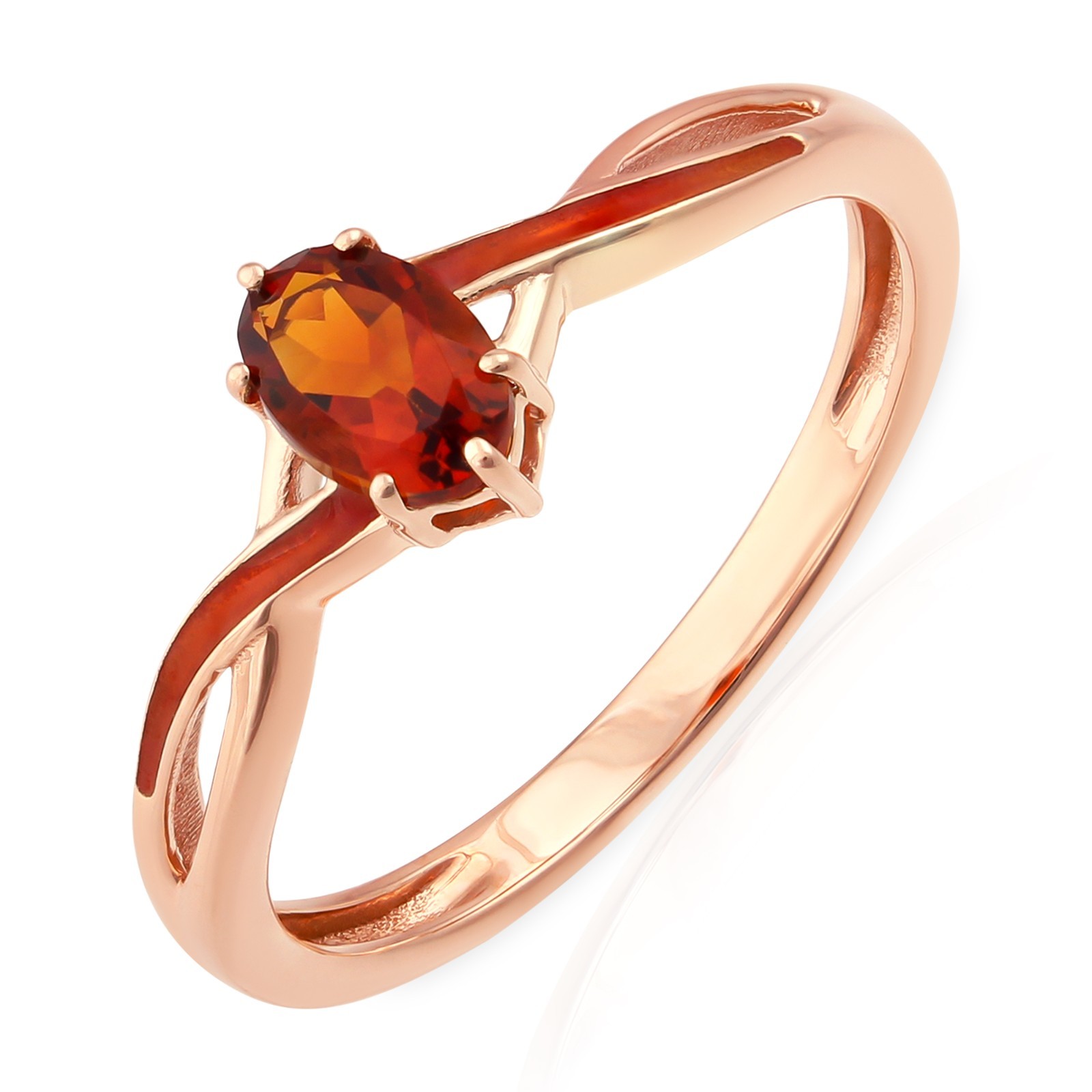 0.45 CT Oval Madeira Citrine Orange Enamel Solitaire Ring 925 Sterling Silver