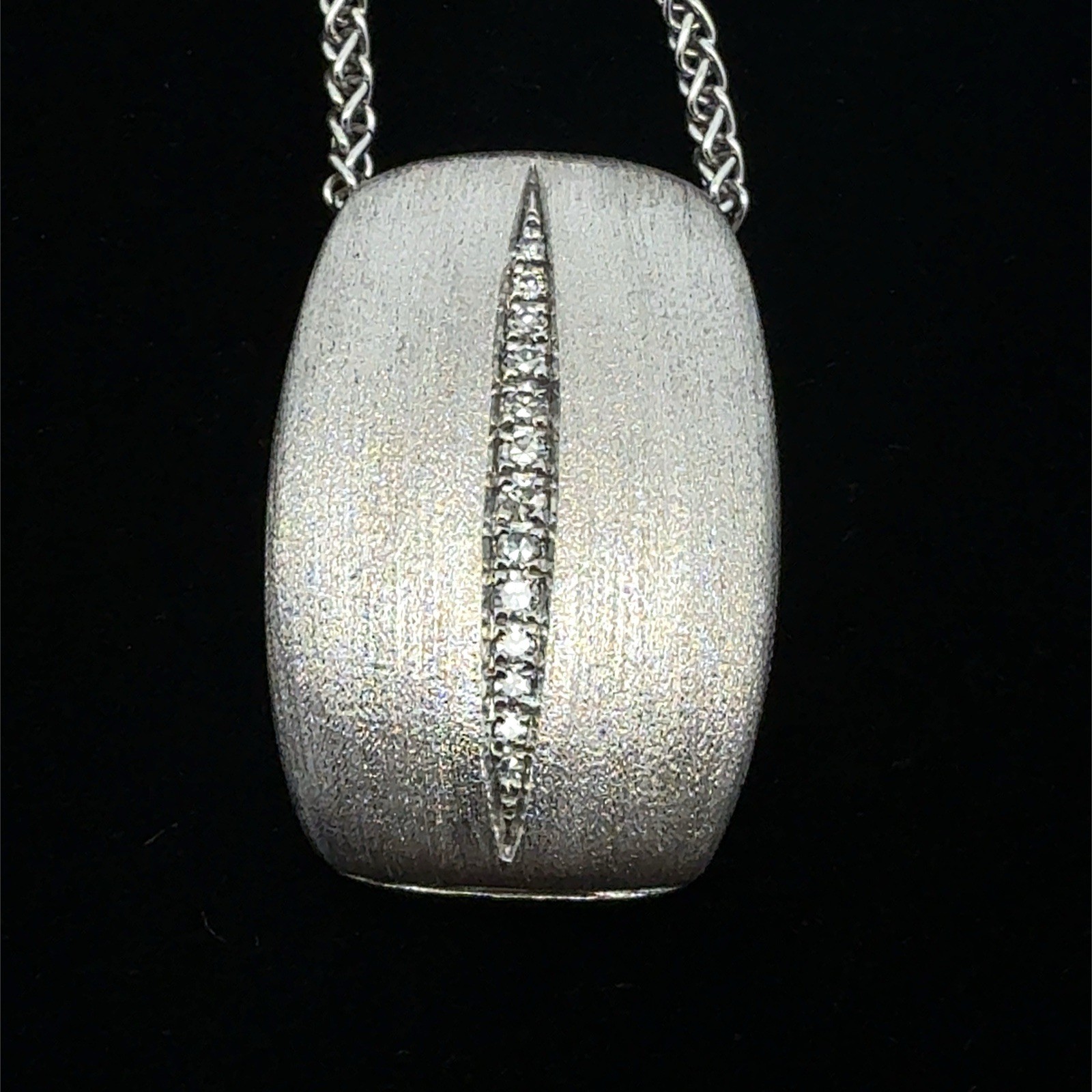 EFFY 17” 925 Sterling Silver Brushed Finish Diamond Pendant Necklace, 6.5”